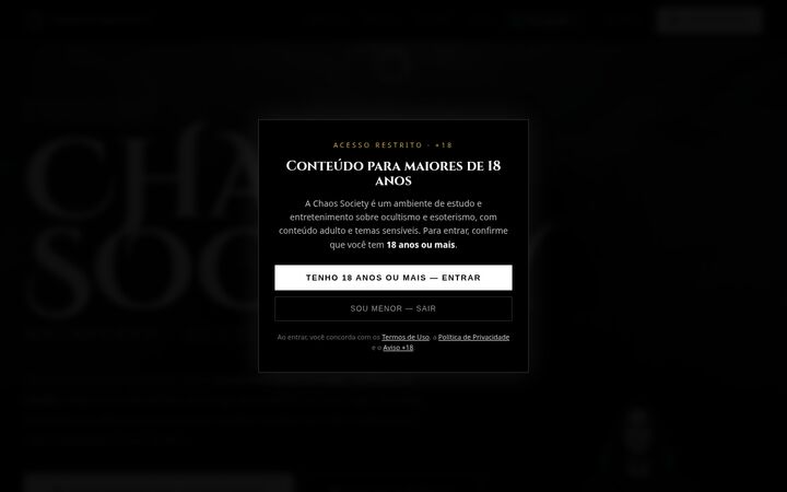 Página de entrada do Chaos Society