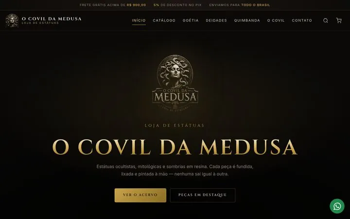 Página inicial da loja O Covil da Medusa