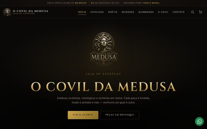 Página inicial da loja O Covil da Medusa