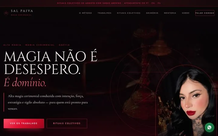 Página inicial do site da Sal Paiva