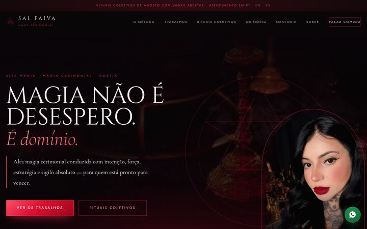 Página inicial do site da Sal Paiva