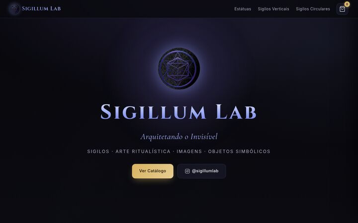 Página inicial do catálogo do Sigillum Lab